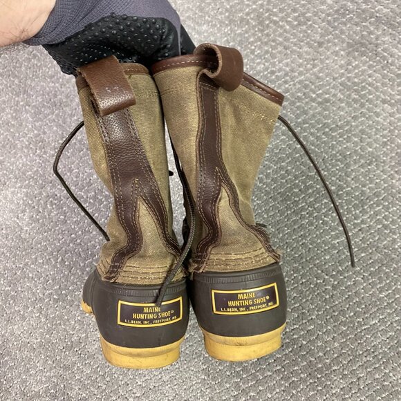LL Bean Signature Waxed Canvas Maine Hunting Shoe Duck Boots Womens 8M USA Brown - Picture 7 of 15